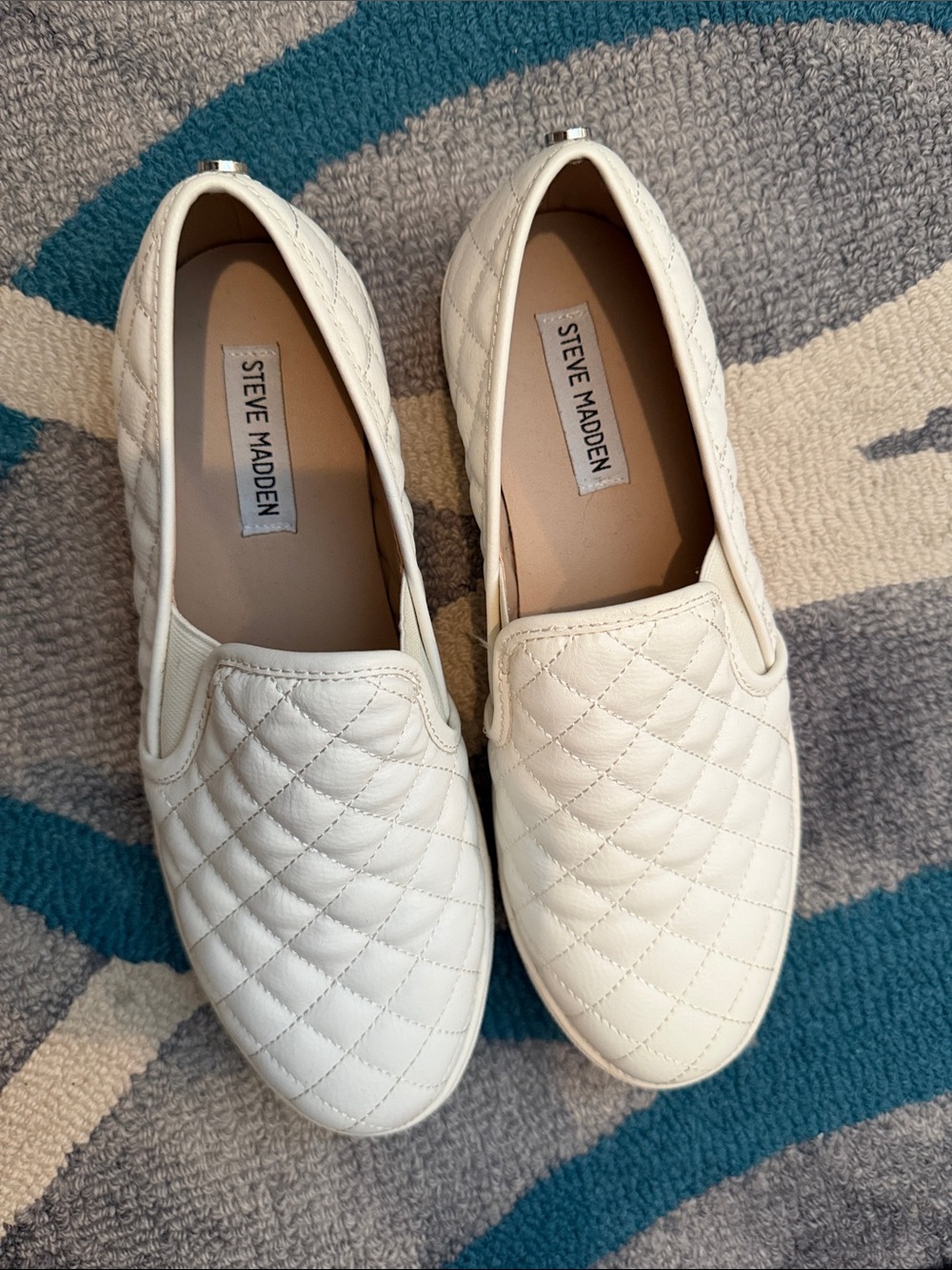 Steve Madden Quilted Slip-On Flats in White